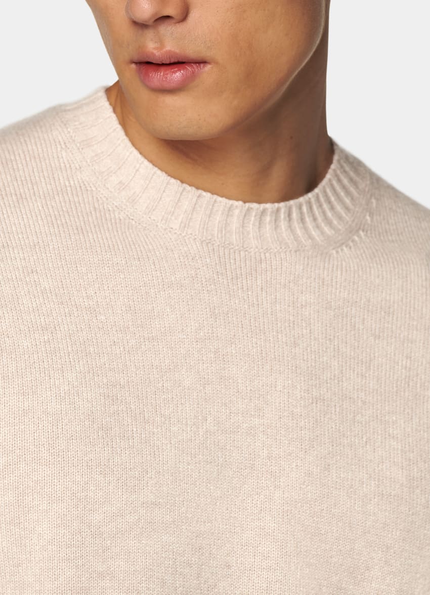 SUITSUPPLY Pure Mongolian Cashmere Sand Crewneck