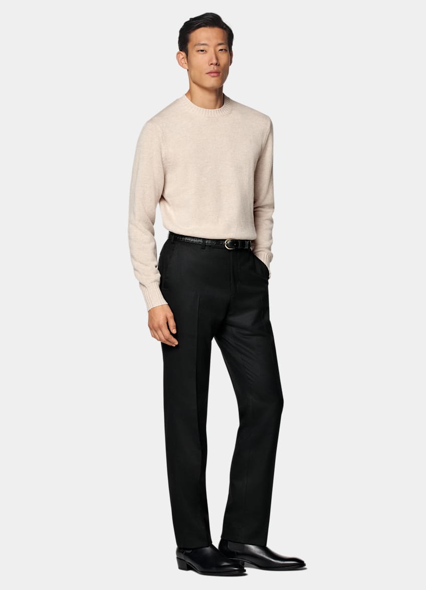 SUITSUPPLY Pure Mongolian Cashmere Sand Crewneck