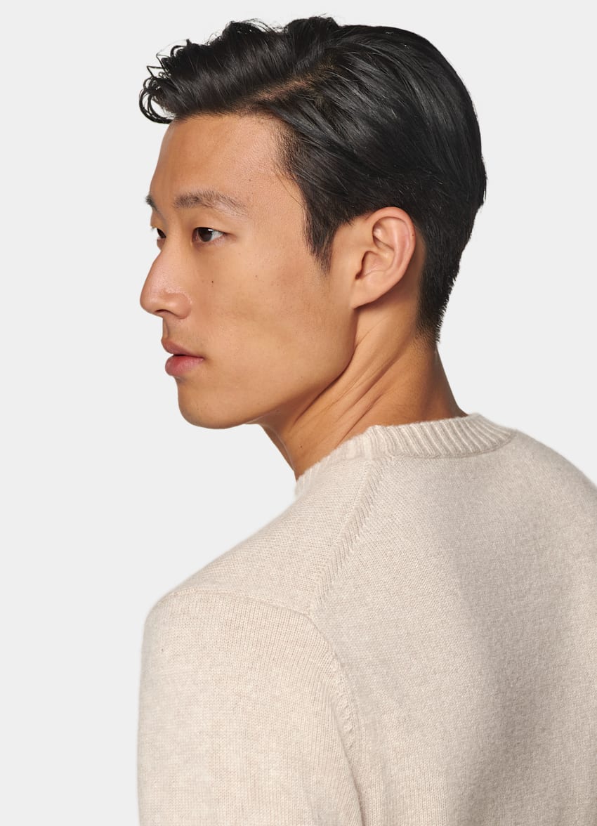 SUITSUPPLY Pure Mongolian Cashmere Sand Crewneck