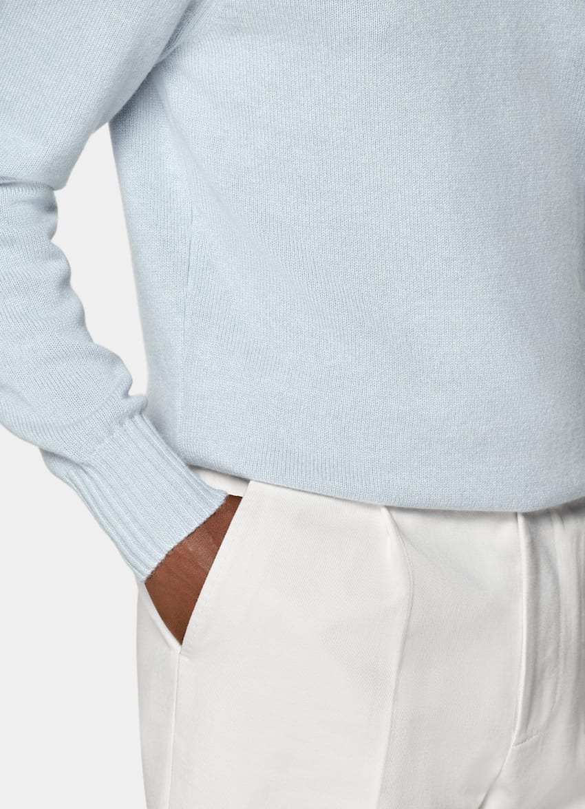 SUITSUPPLY Pure Mongolian Cashmere Light Blue Crewneck