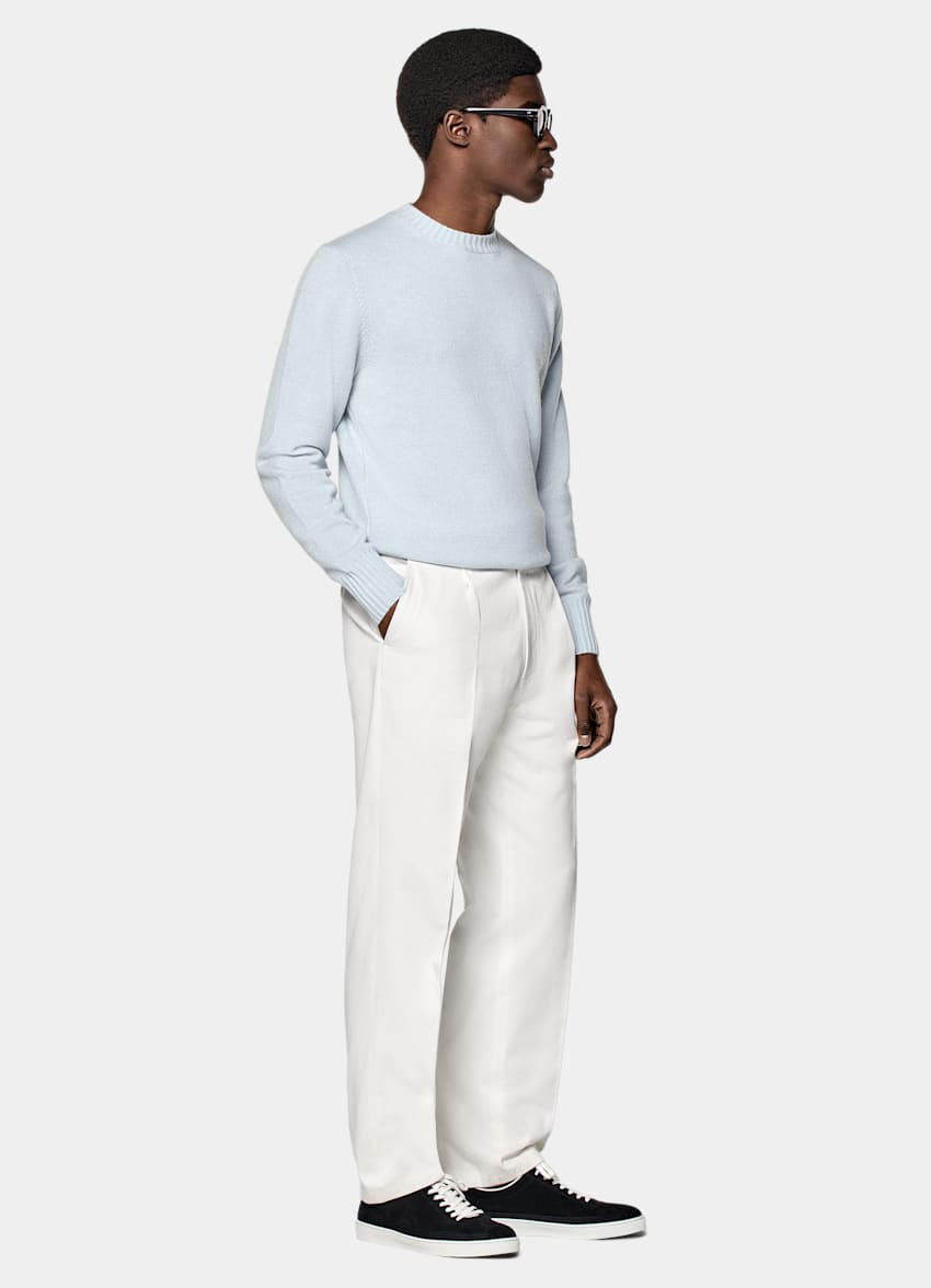 SUITSUPPLY Pure Mongolian Cashmere Light Blue Crewneck