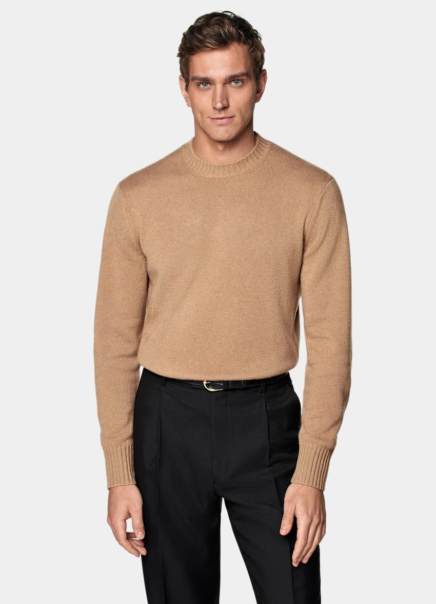 SUITSUPPLY Pure Mongolian Cashmere Mid Brown Crewneck