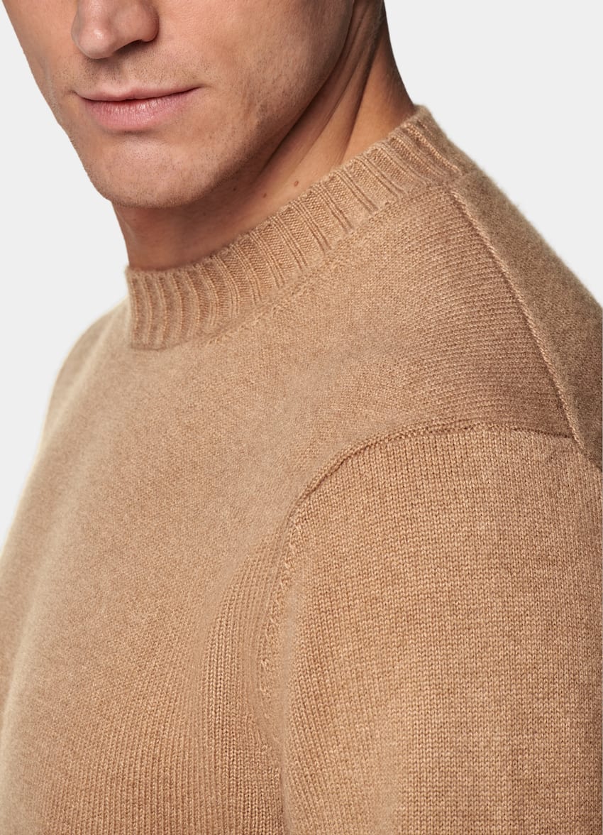 SUITSUPPLY Pure Mongolian Cashmere Mid Brown Crewneck