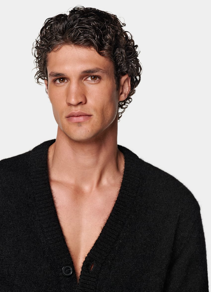 SUITSUPPLY Mohair e Seta Cardigan nero