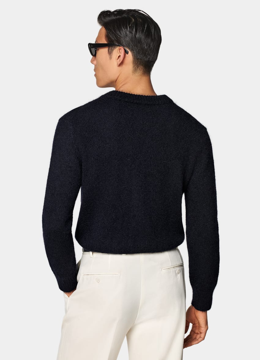 SUITSUPPLY Mohair et soie Cardigan bleu marine