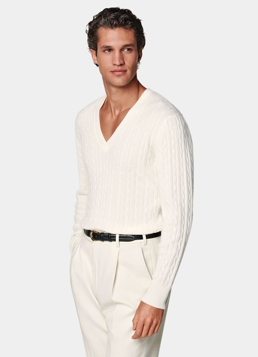 Mens off white v neck sweater hotsell
