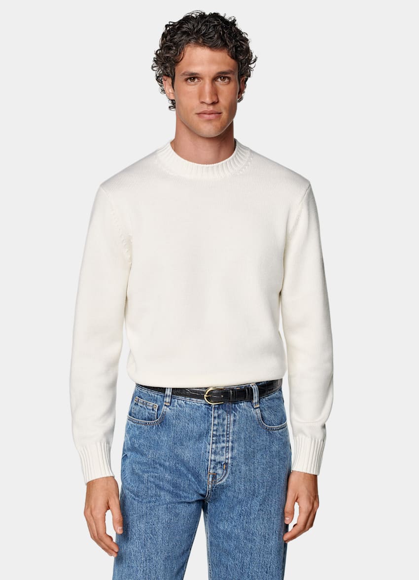 SUITSUPPLY Ren ull Benvit crewneck i merino