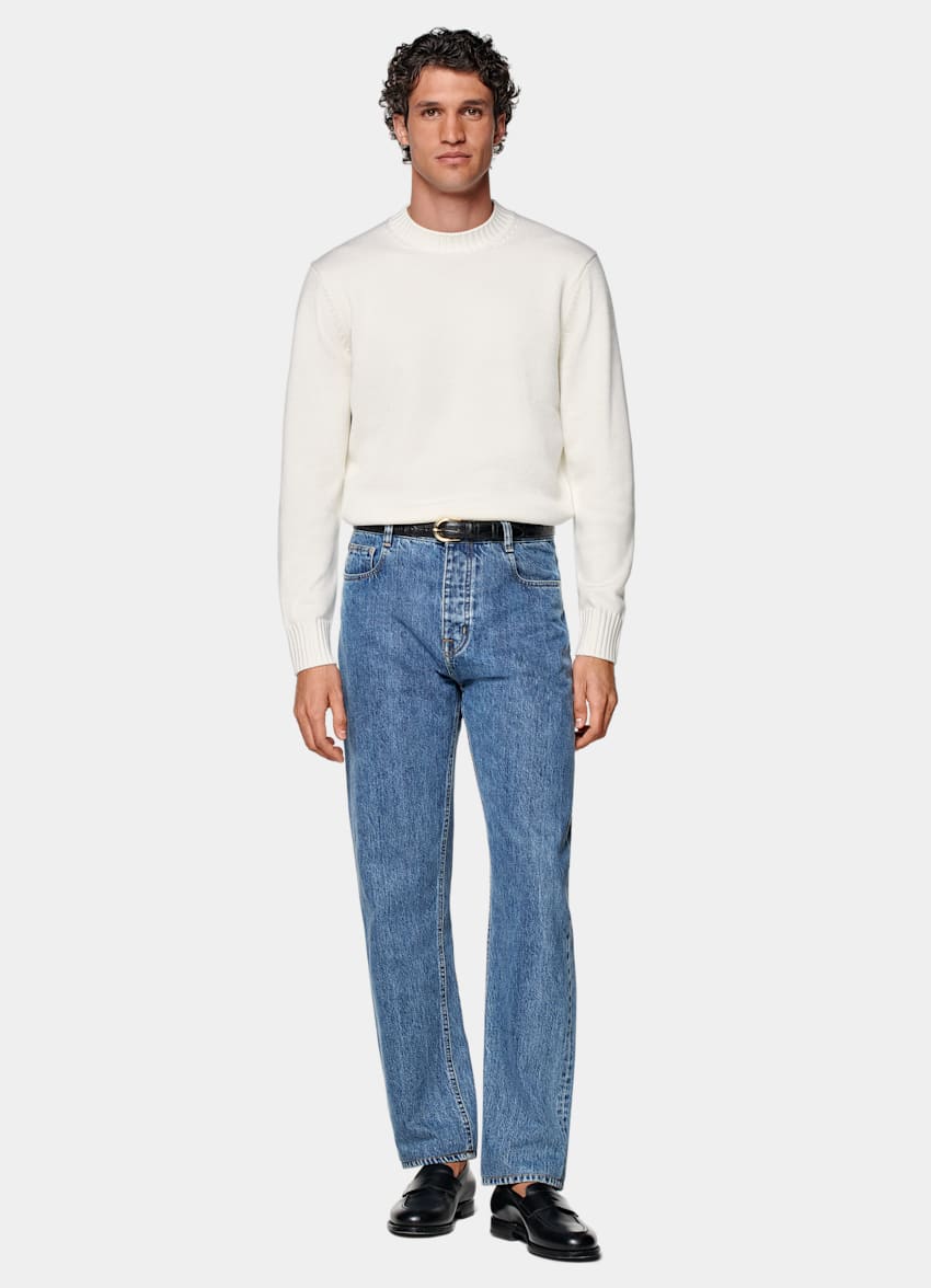 SUITSUPPLY Pure Wool Off-White Merino Crewneck