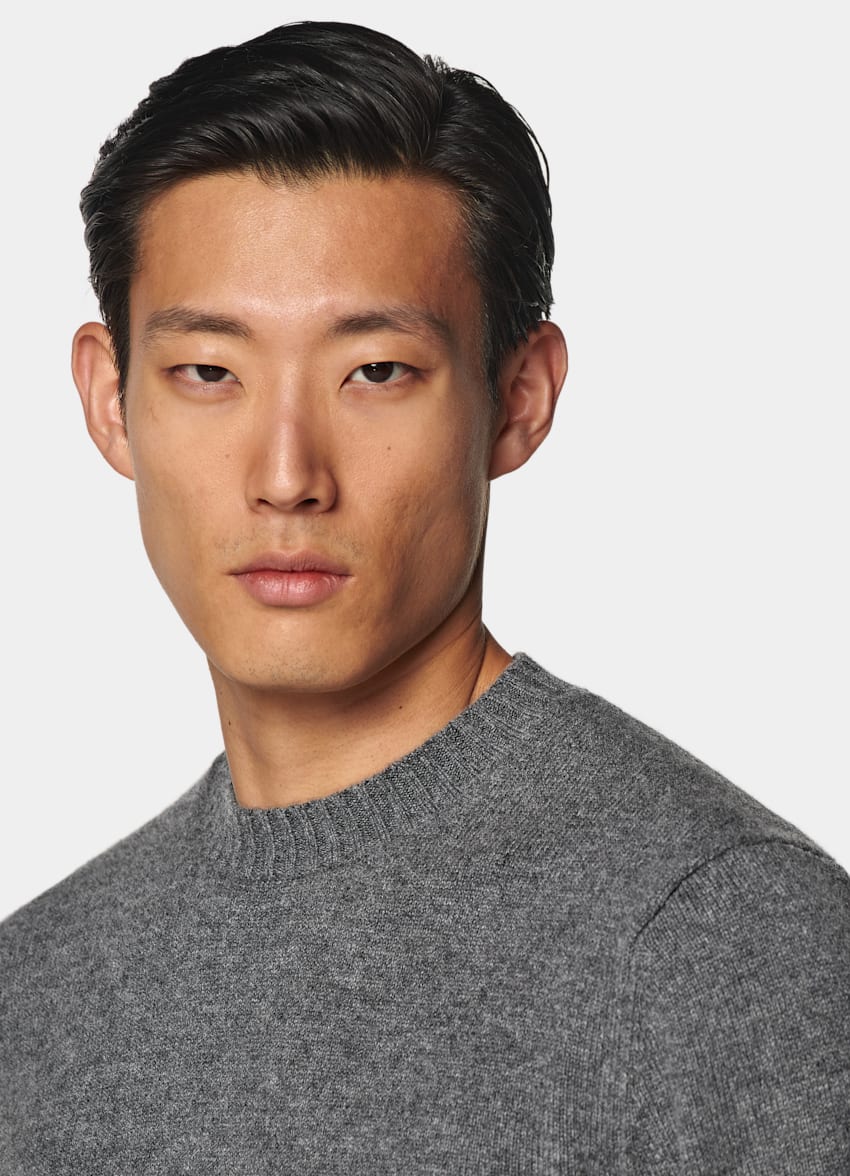 SUITSUPPLY Puro cashmere di Mongolia Girocollo grigio