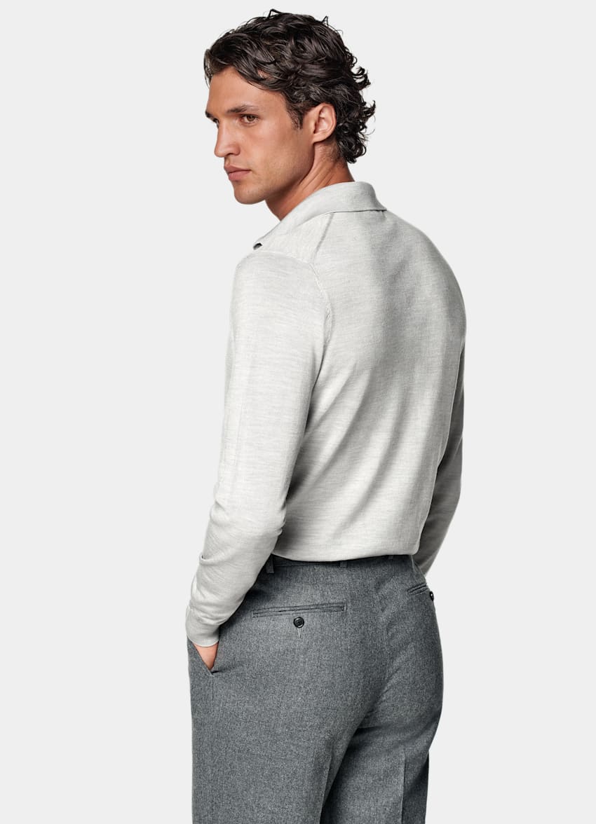 SUITSUPPLY Pura lana Polo de manga larga gris claro merino