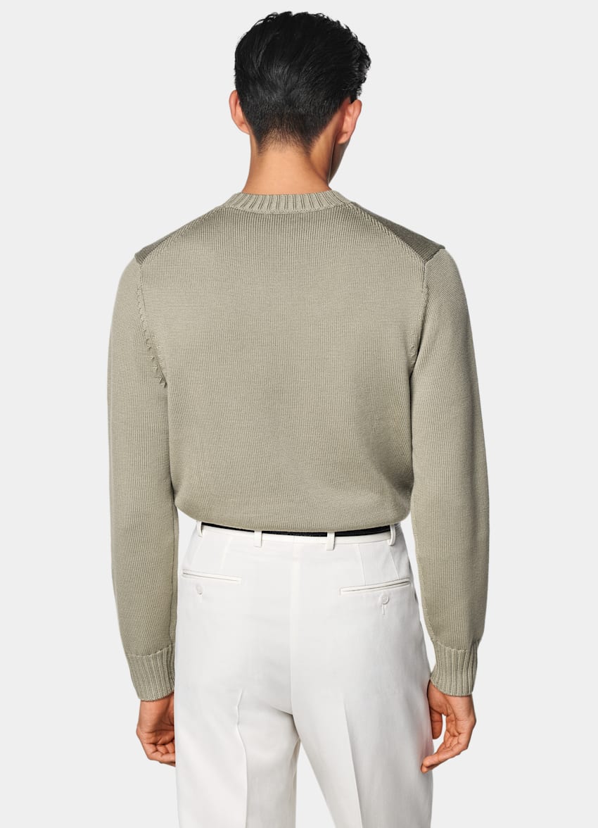 SUITSUPPLY Czysta wełna Sweter crewneck merino zielony