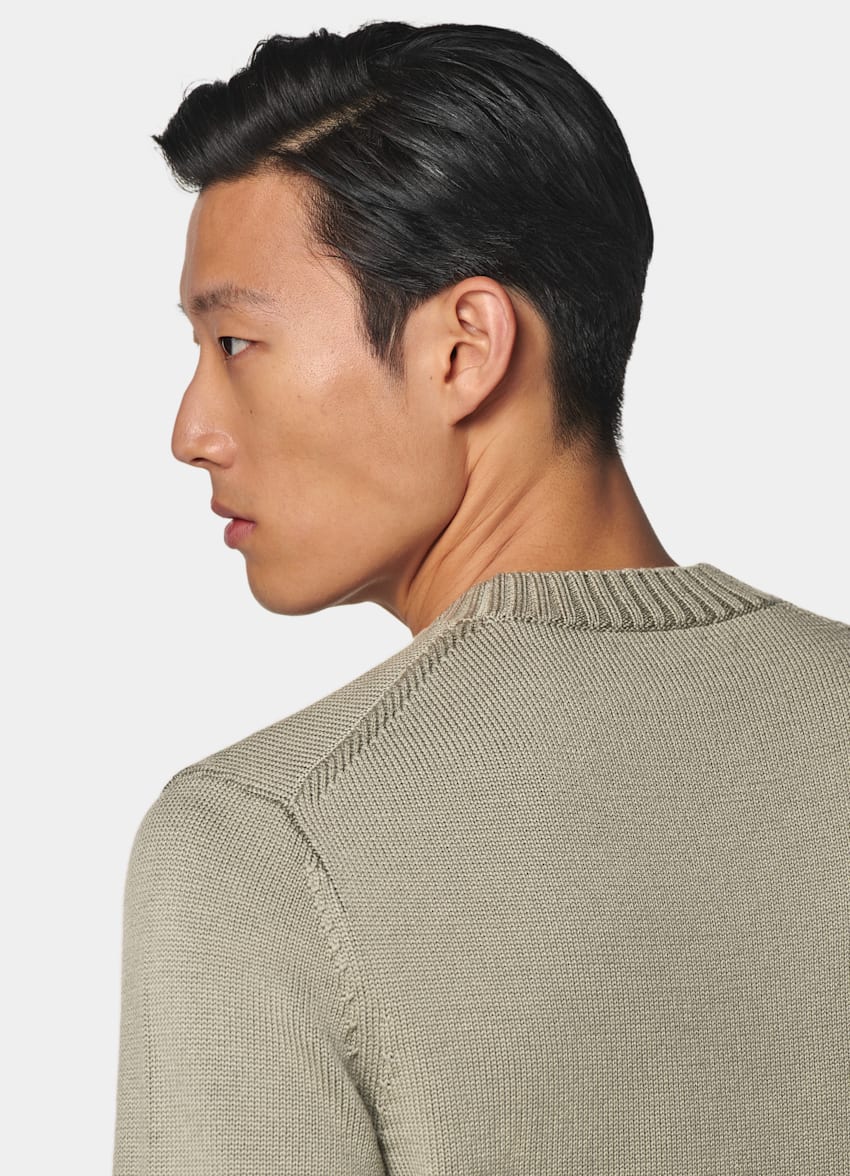 SUITSUPPLY Czysta wełna Sweter crewneck merino zielony