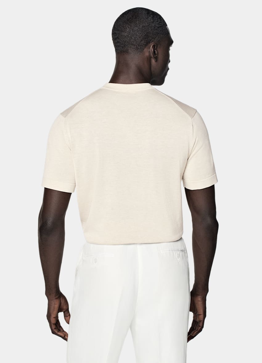 SUITSUPPLY Californian Cotton & Mulberry Silk Sand Short Sleeve Crewneck