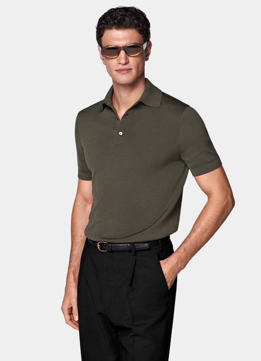 SUITSUPPLY Cotton Silk Green Polo