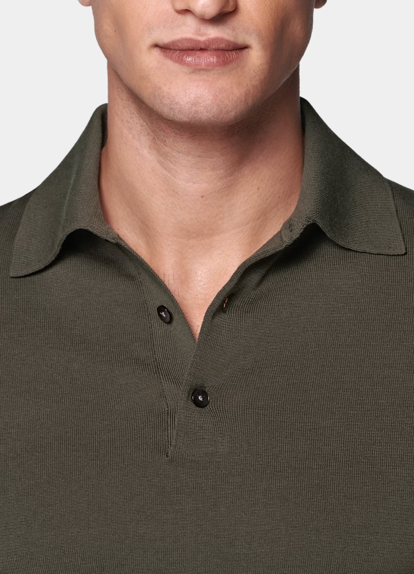 SUITSUPPLY Cotton Silk Green Polo