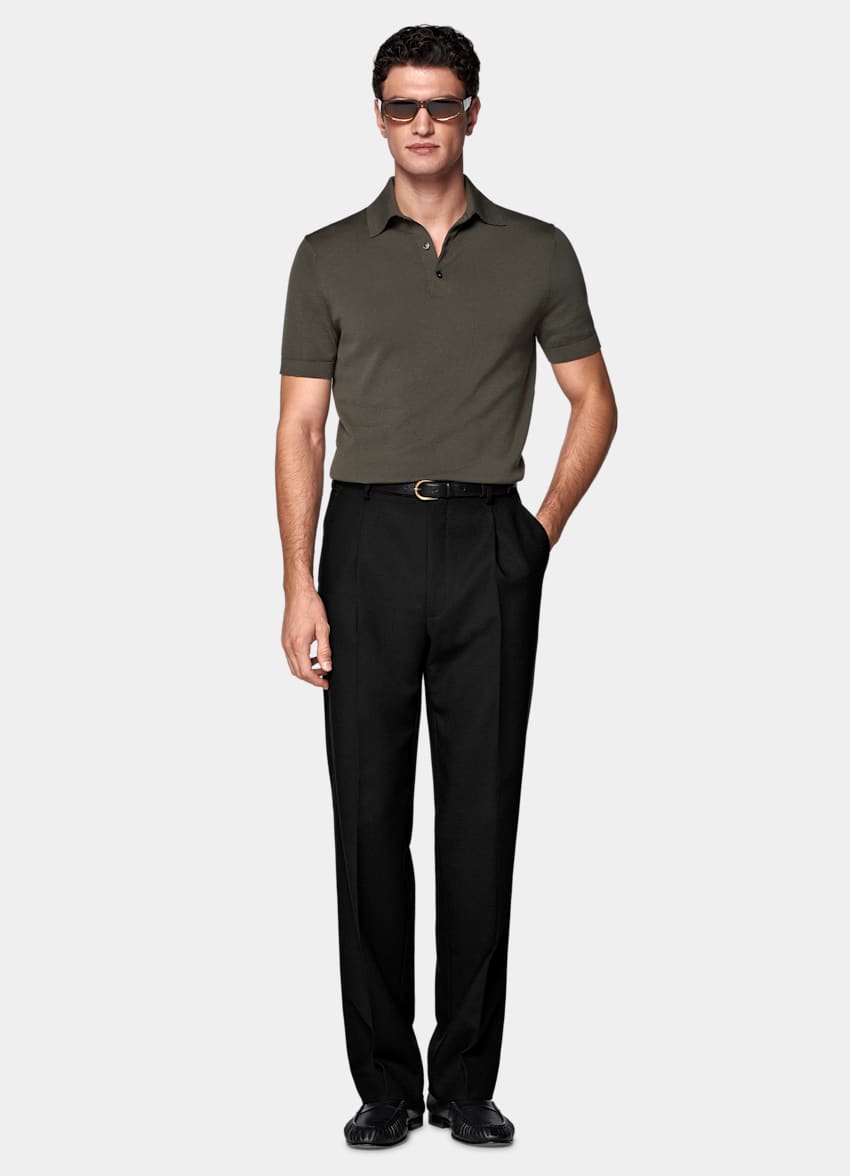 SUITSUPPLY Cotton Silk Green Polo