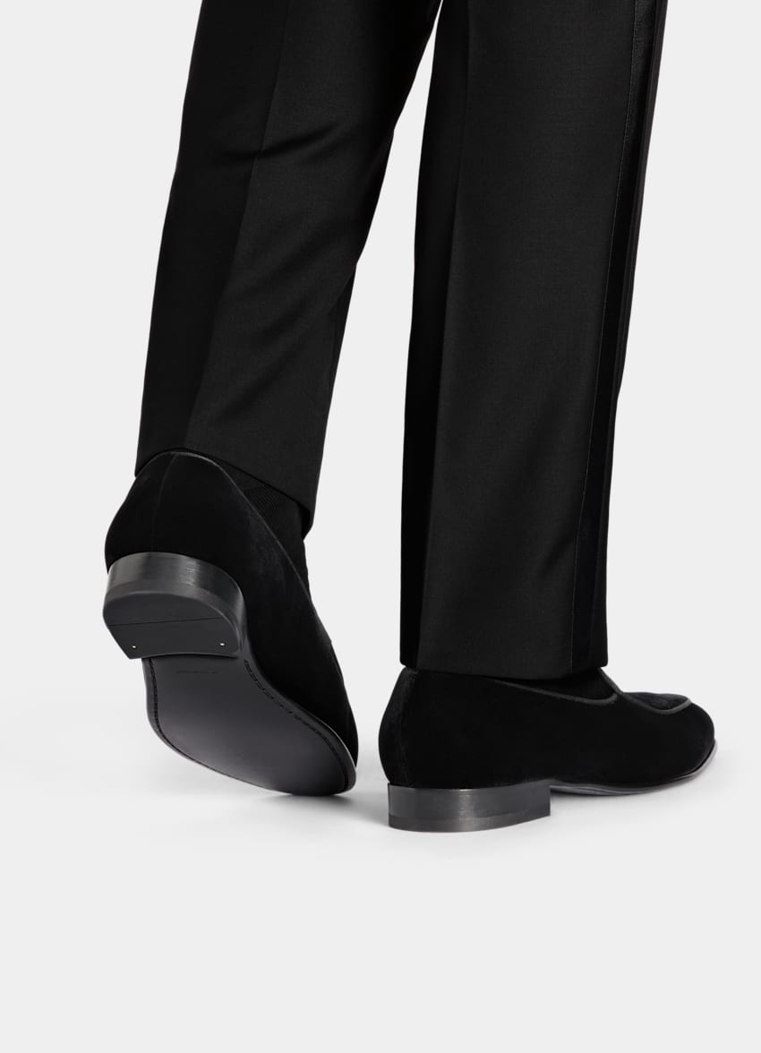 SUITSUPPLY Cotton Velvet Black Tuxedo Slip-On