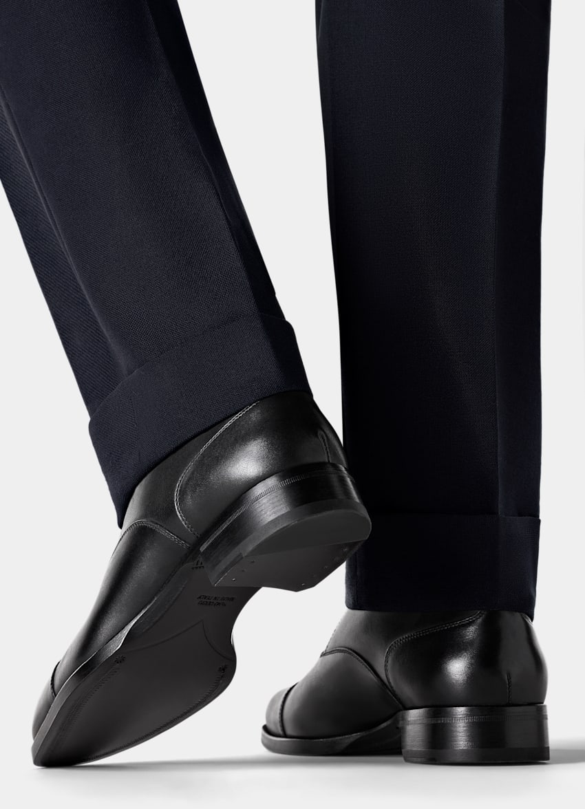 SUITSUPPLY Italian Calf Leather Black Oxford - Made in Italy