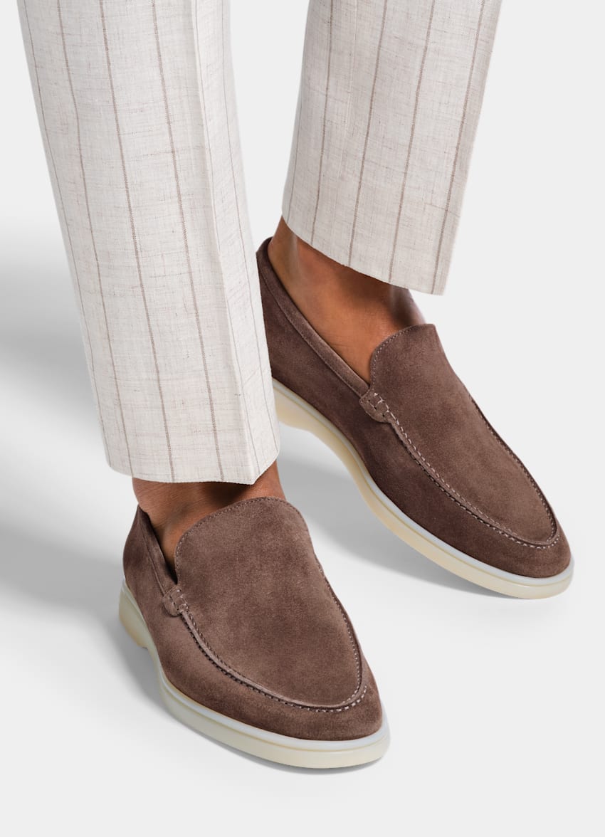 SUITSUPPLY Italian Calf Suede Taupe Slip-On