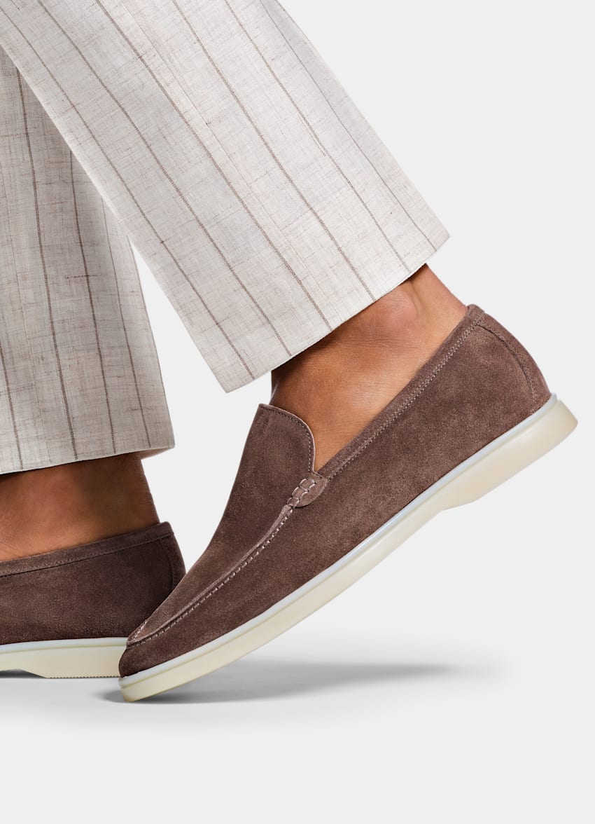 SUITSUPPLY Italian Calf Suede Taupe Slip-On