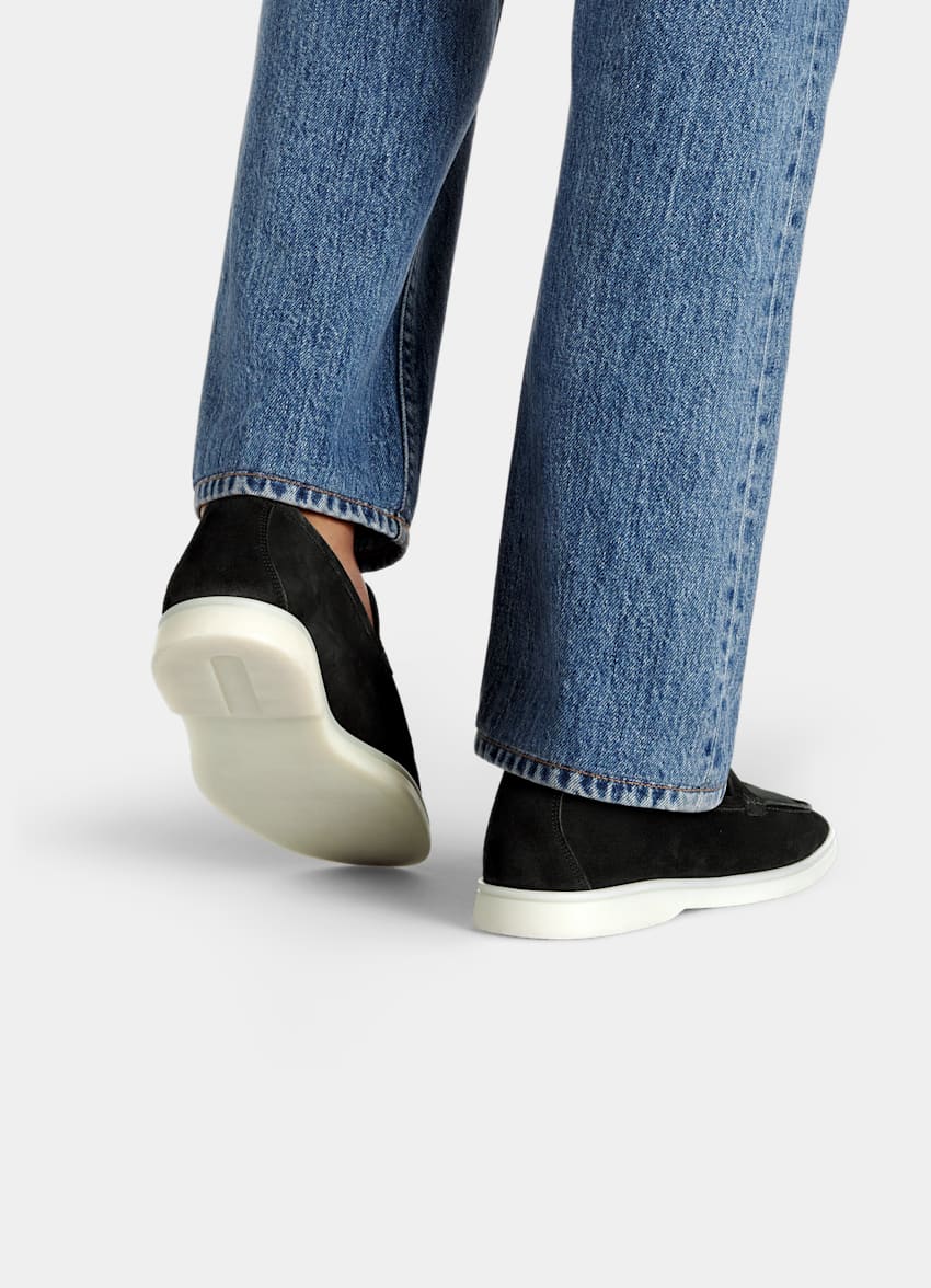 SUITSUPPLY Cuir de veau italien suédé Mocassins noirs