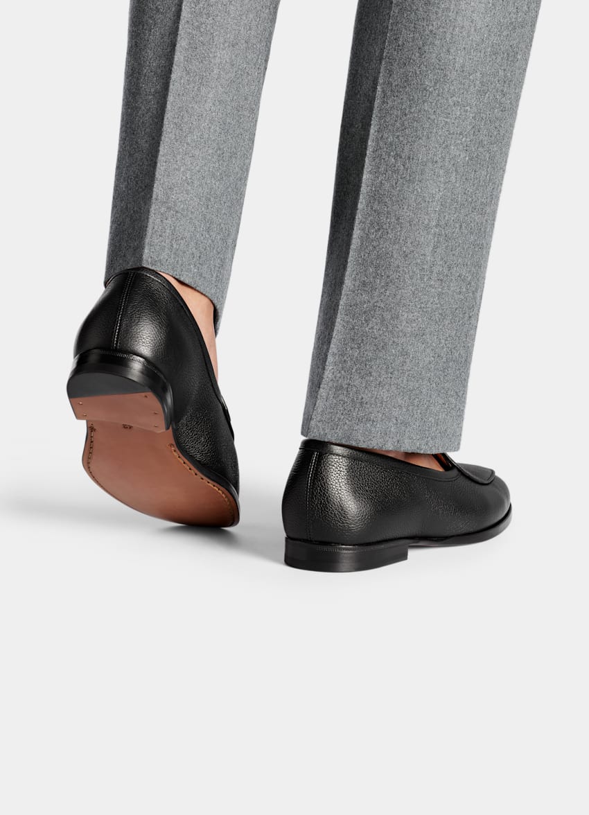 SUITSUPPLY Piel de becerro italiana de grano Mocasines negros