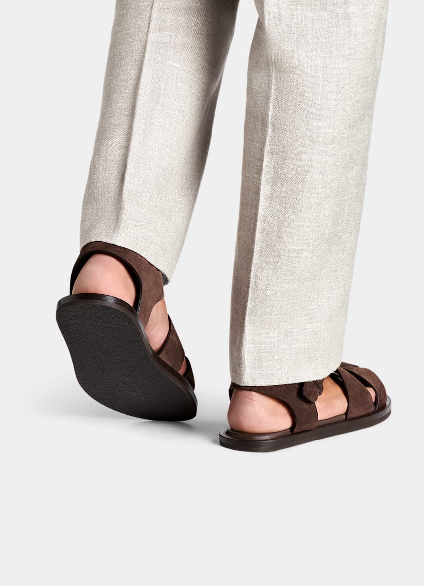SUITSUPPLY Italian Calf Suede Dark Brown Sandal