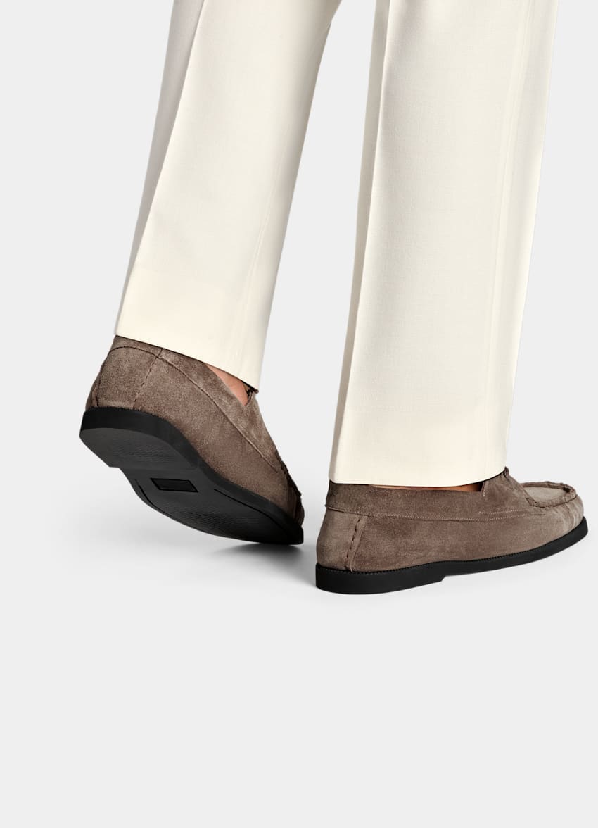 SUITSUPPLY Italian Calf Suede Taupe Loafer