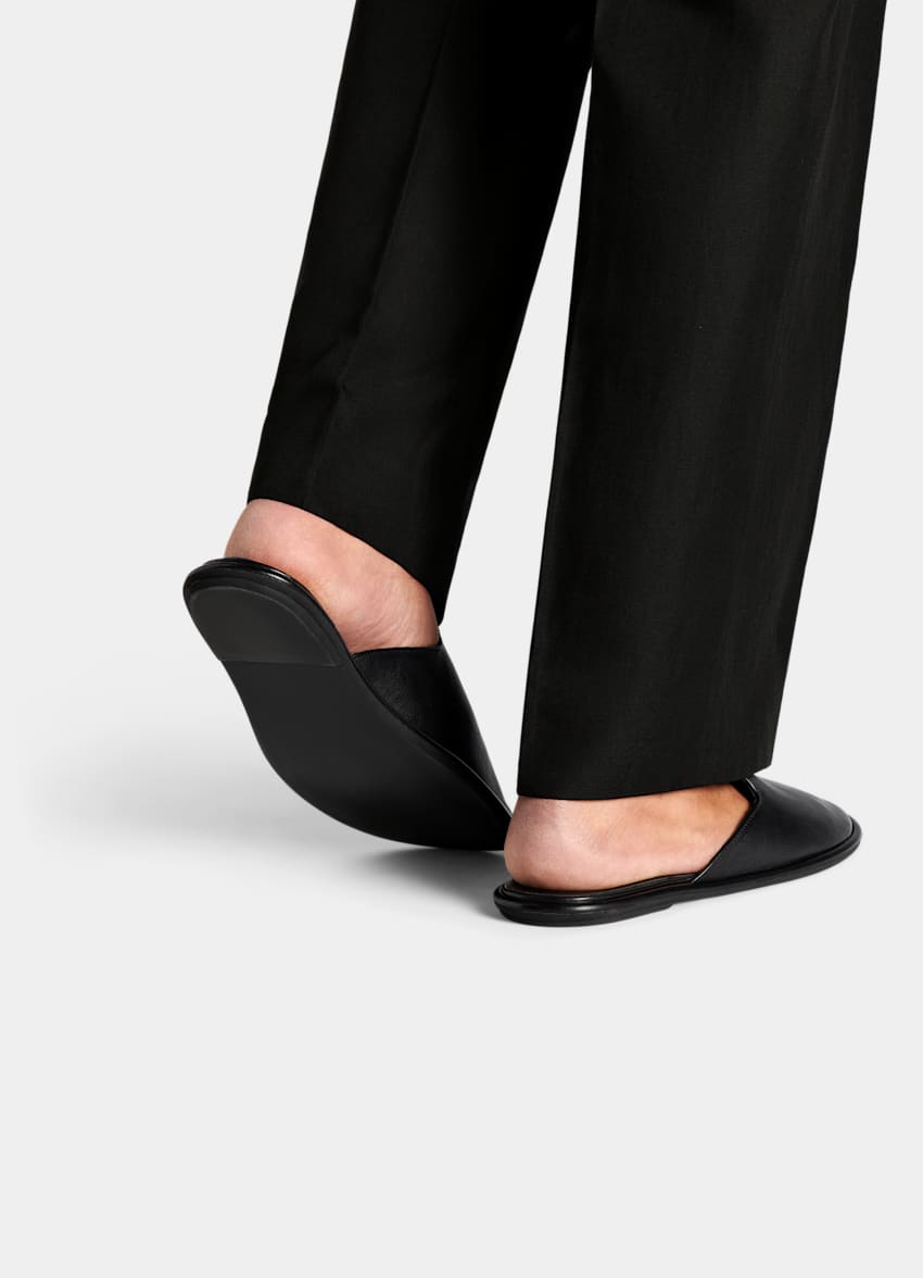 SUITSUPPLY Italian Calf Leather Black Slipper