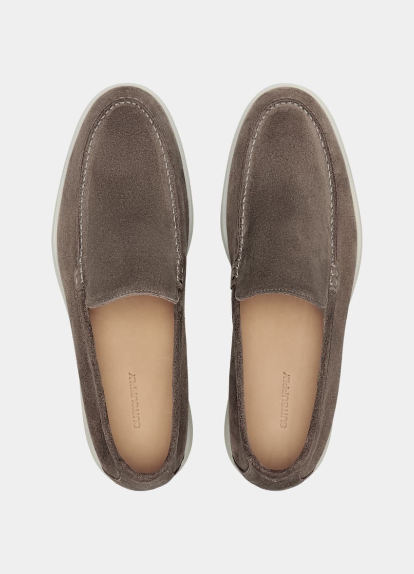 SUITSUPPLY Italian Calf Suede Taupe Loafer