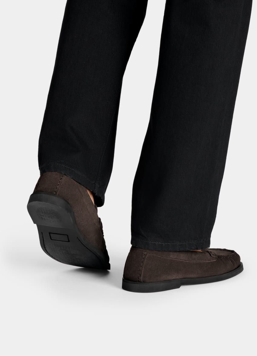 SUITSUPPLY Pelle scamosciata Mocassini marrone scuro