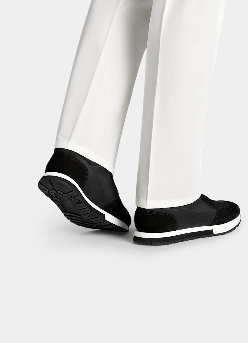 SUITSUPPLY Calf Suede & Mesh Black Sneaker