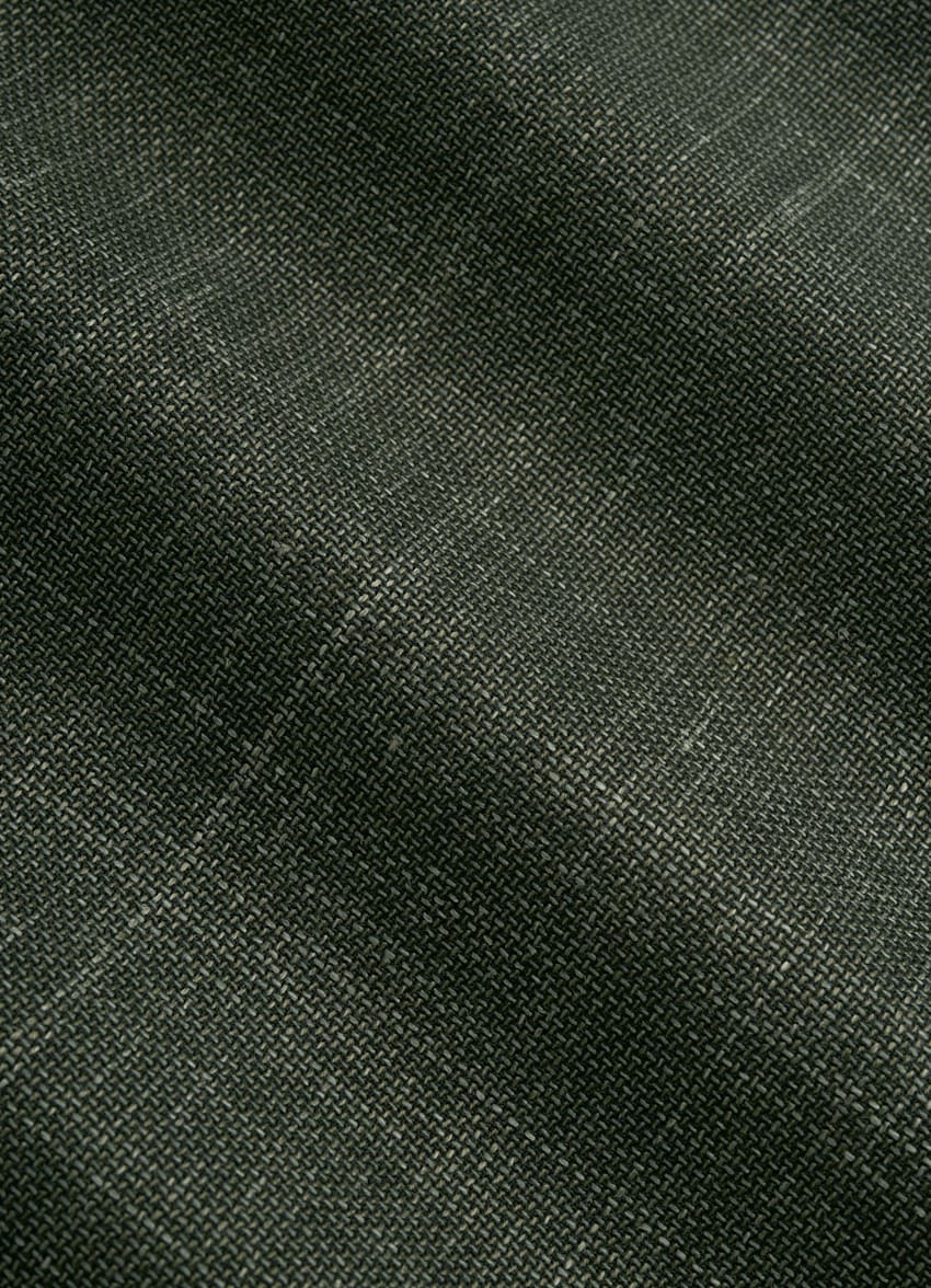 SUITSUPPLY Wool Silk Linen by E.Thomas, Italy Dark Green Havana Suit