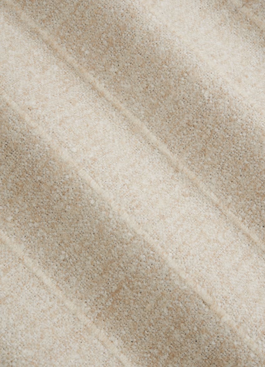 SUITSUPPLY 意大利 Ferla 生产的羊驼毛、亚麻、锦纶面料 Havana 浅棕色条纹合体身型西装