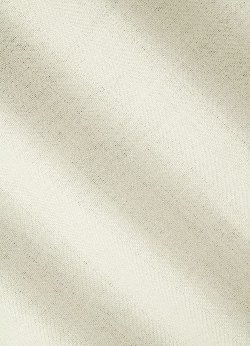 SUITSUPPLY 意大利 E.Thomas 生产的羊毛、丝绸、亚麻面料 Havana 米白色人字纹西装
