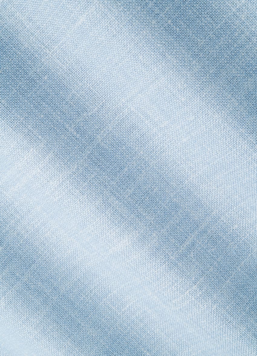 SUITSUPPLY 意大利 E.Thomas 生产的羊毛、丝绸、亚麻面料 Havana 浅蓝色合体身型西装