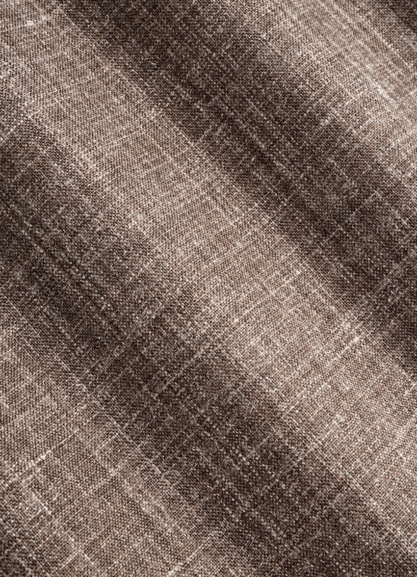 SUITSUPPLY 意大利 Rogna 生产的羊毛、丝绸、亚麻面料 Havana 中棕色合体身型西装