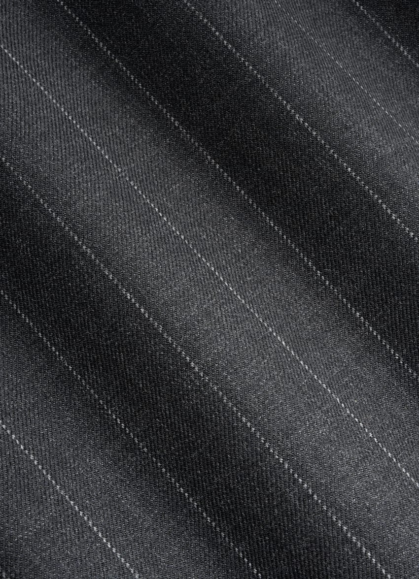 SUITSUPPLY All Season Pure S130's Wool by Delfino, Italy Dark Grey Striped Tailored Fit Milano Suit