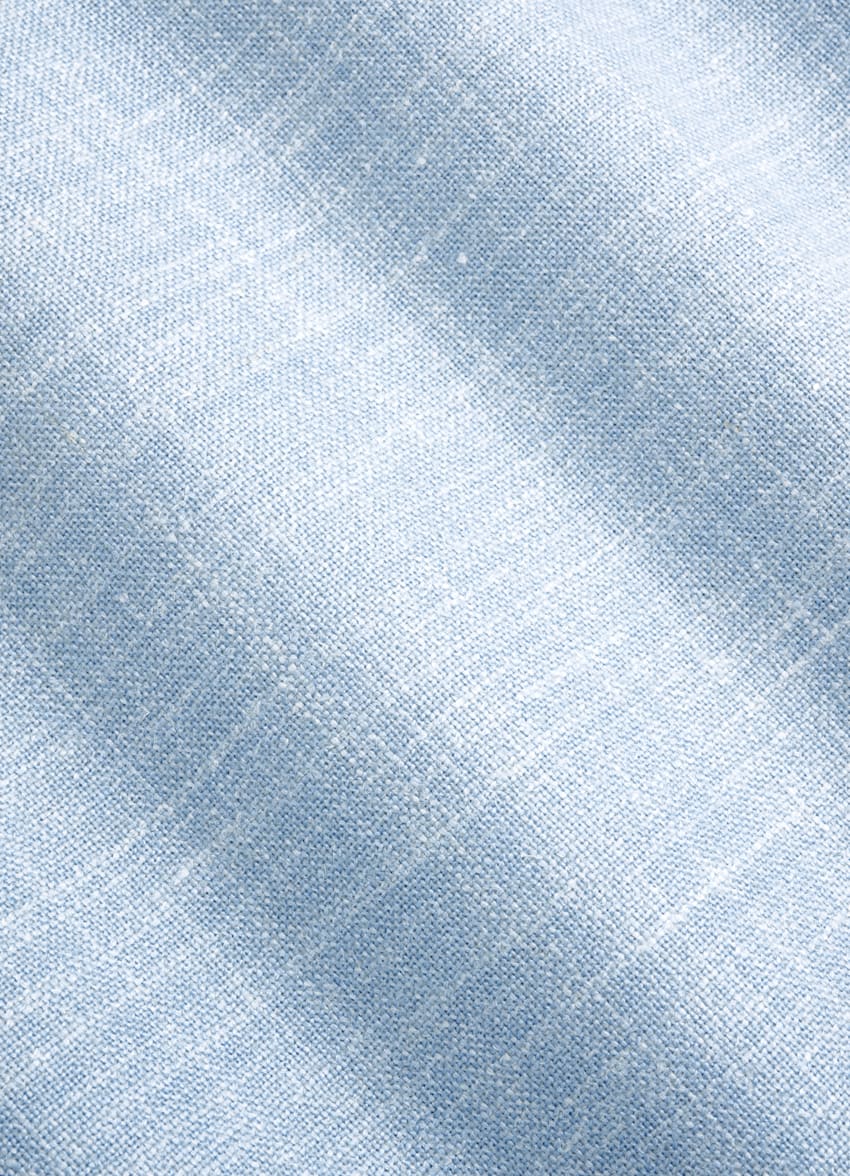 SUITSUPPLY Summer Wool Silk Linen by E.Thomas, Italy Light Blue Tailored Fit Havana Suit