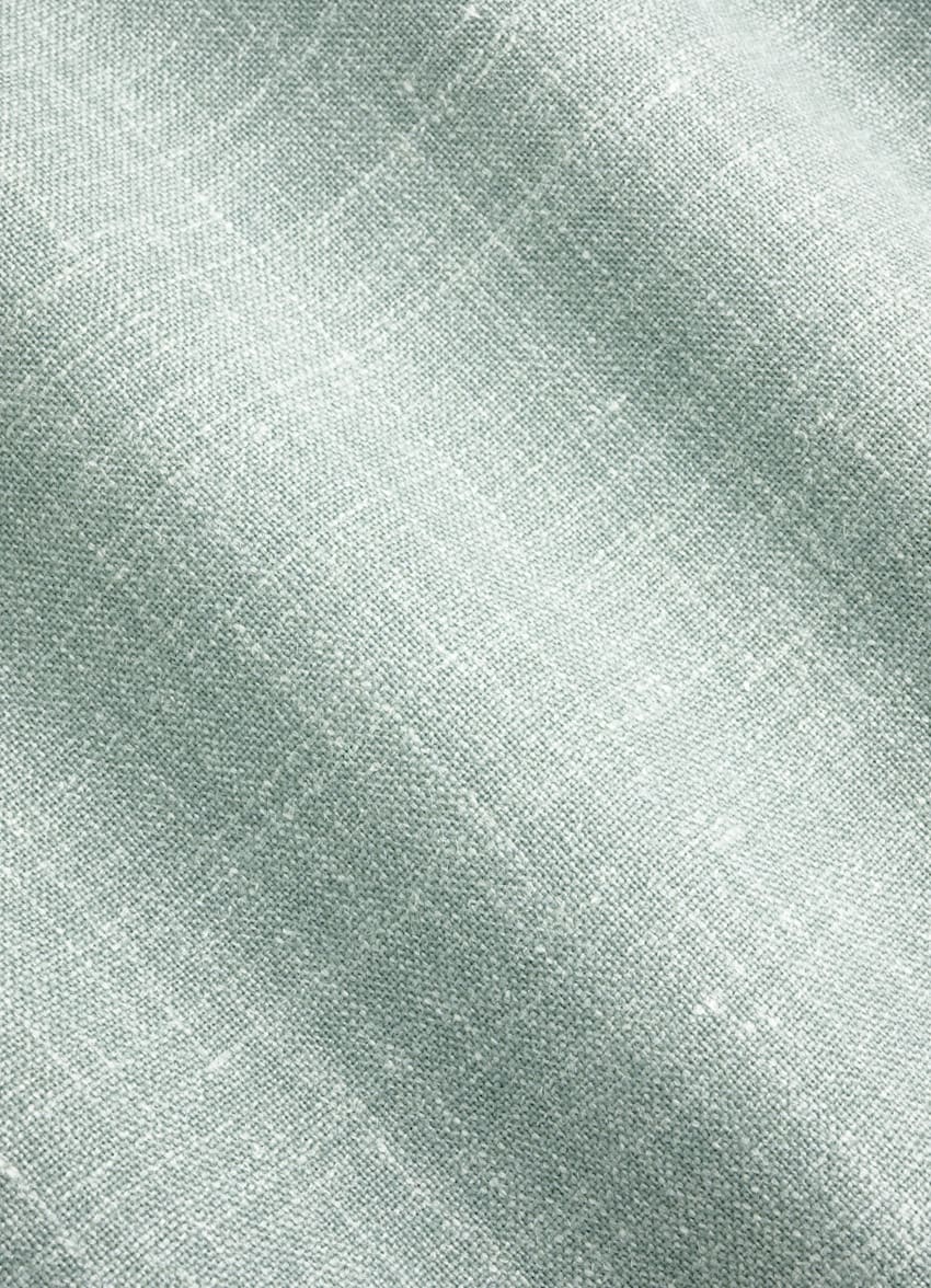 SUITSUPPLY Summer Wool Silk Linen by E.Thomas, Italy Light Green Tailored Fit Havana Suit