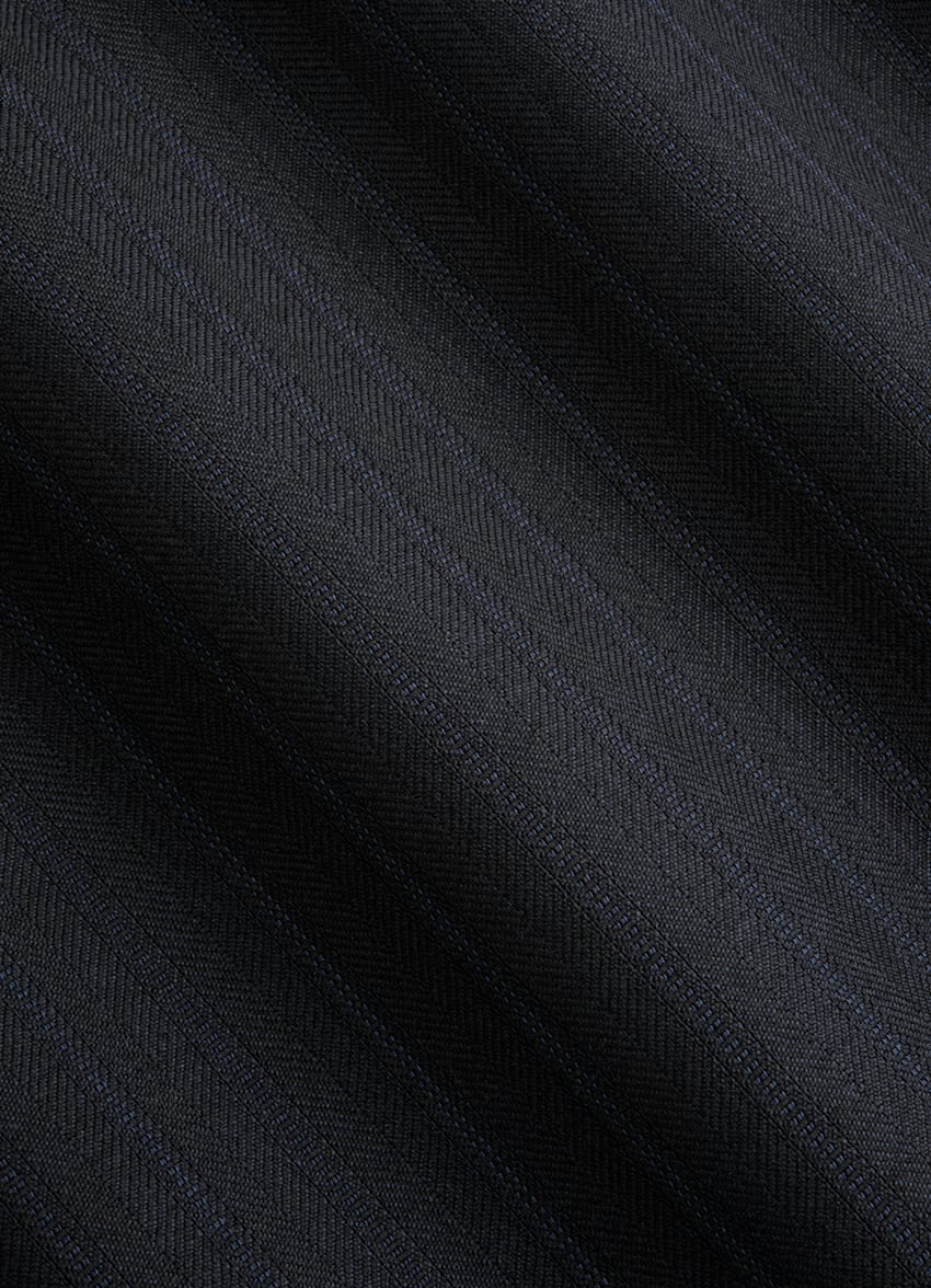 SUITSUPPLY All Season Pure S130's Wool by Drago, Italy Navy Striped Tailored Fit Milano Suit
