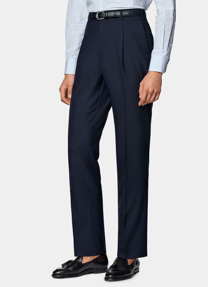 SUITSUPPLY Pure S120's Tropical Wool by Vitale Barberis Canonico, Italy Navy Custom Made Suit