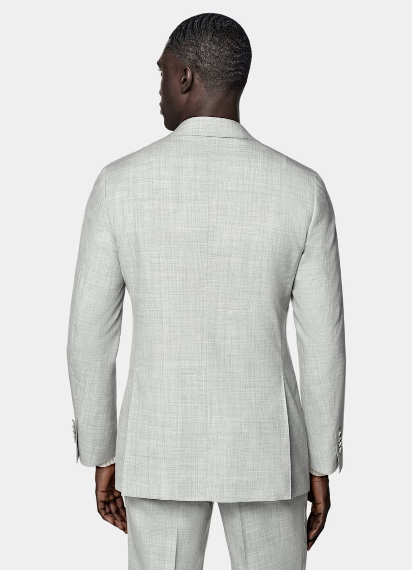 SUITSUPPLY Pura lana tropical S120s de Vitale Barberis Canonico, Italia Traje Custom Made gris claro