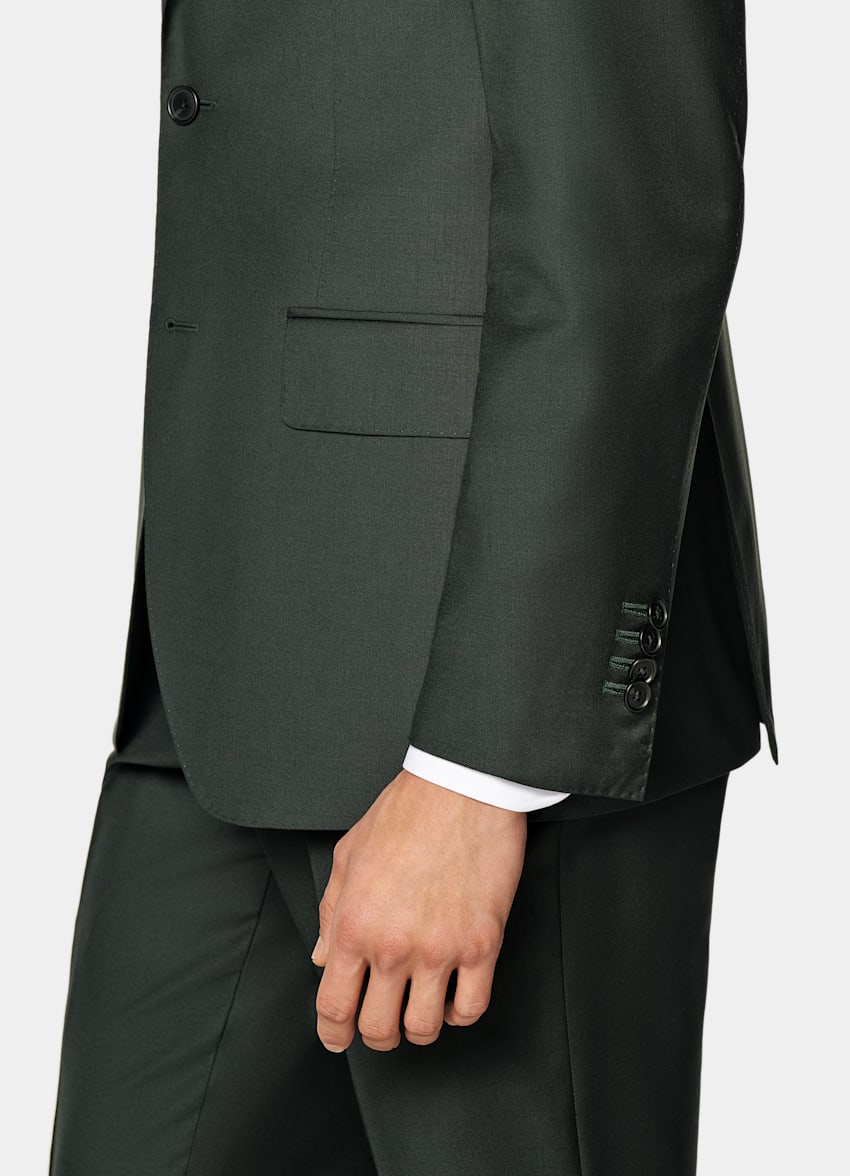 SUITSUPPLY Pure S110's Wool by Vitale Barberis Canonico, Italy Dark Green Custom Made Suit
