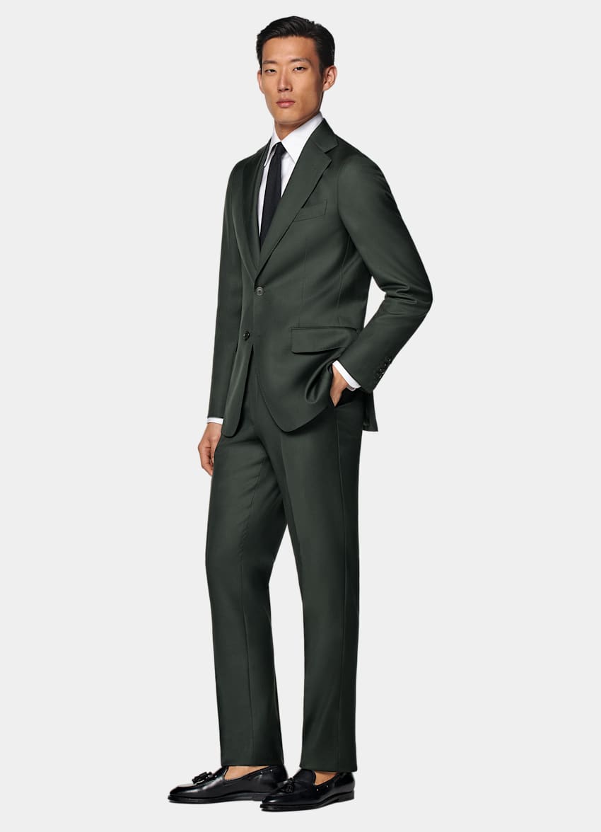SUITSUPPLY All Season Ren S110's-ull från Vitale Barberis Canonico, Italien Custom Made mörkgrön kostym