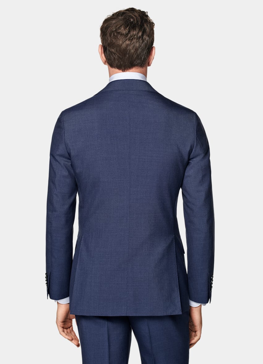 SUITSUPPLY All Season Pure S120's Tropical Wool by Vitale Barberis Canonico, Italy Mid Blue Custom Made Suit