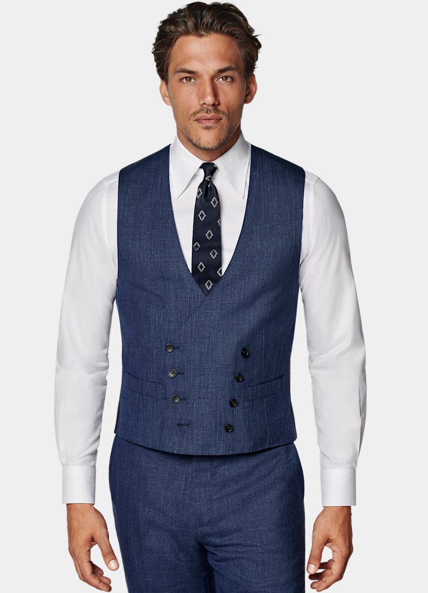 SUITSUPPLY Pure Wool by E.Thomas, Italy Mid Blue Custom Made Suit