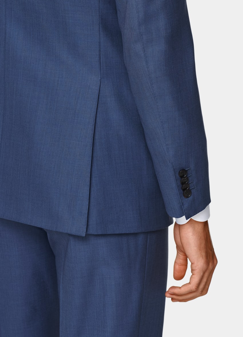 SUITSUPPLY Czysta wełna S150's od E.Thomas, Włochy Garnitur trzyczęściowy Lazio tailored fit niebieski