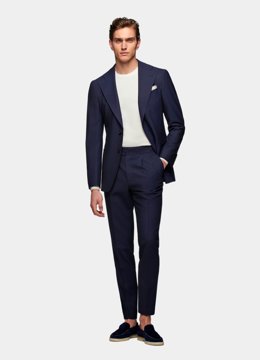 SUITSUPPLY Pure 4-Ply Traveller Wool by Vitale Barberis Canonico, Italy Navy Havana Suit