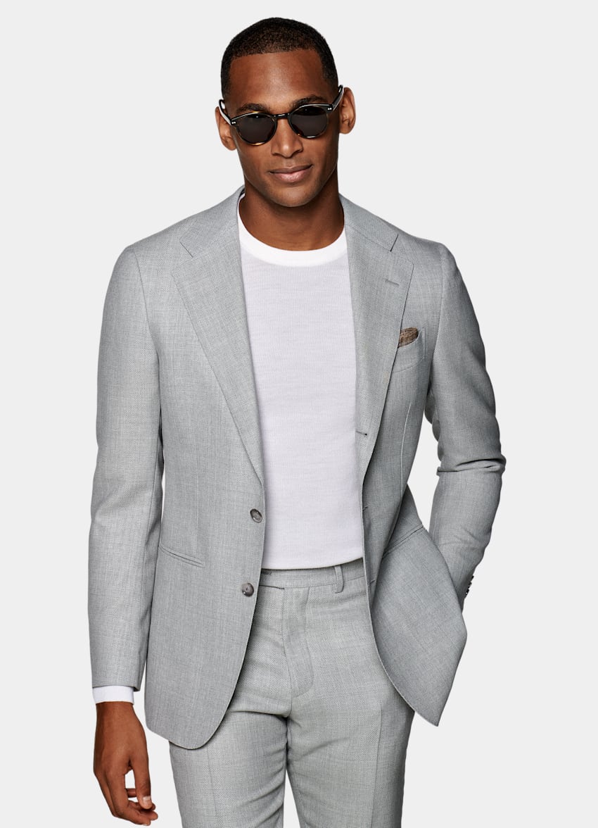 SUITSUPPLY Pure Wool by Vitale Barberis Canonico, Italy Light Grey Havana Suit